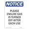 Signmission OSHA Notice Sign, 14" H, 10" W, Rigid Plastic, Please Ensure Gas Is Turned Off Sign, Portrait OS-NS-P-1014-V-17446 - alternate 1